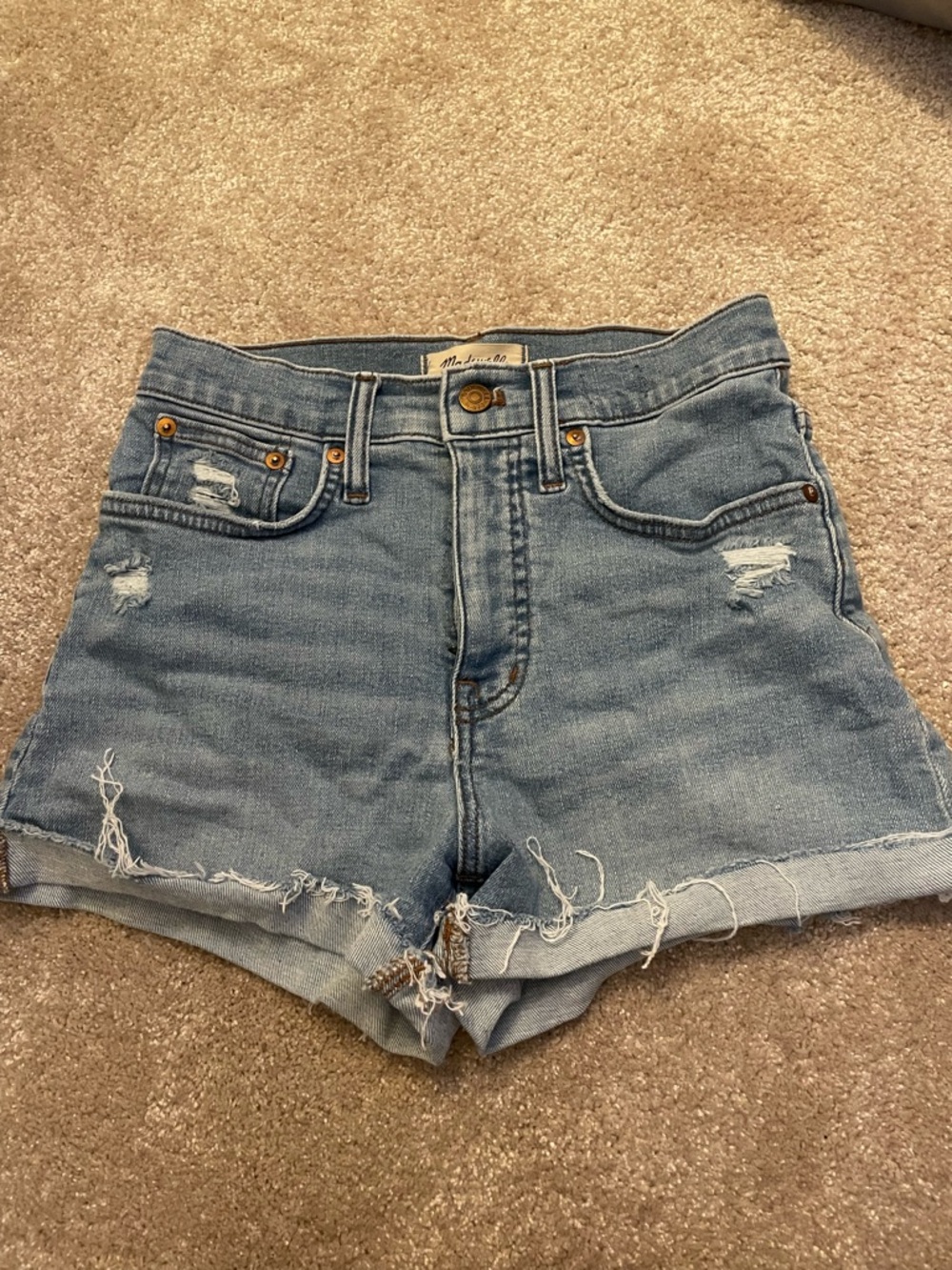 Madewell Light Blue Distressed Denim Cutoff Shorts
